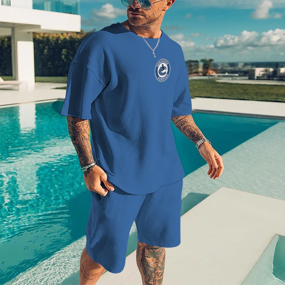 Men's Sportswear 2 Piece Hawaiian Solid Color Simple Sports Suit Short Sleeve T Shirt Casual Shorts Fashion Clothes Summer
Men's Sportswear 2 Piece Hawaiian Solid Color Simple Sports Suit Short Sleeve T Shirt Casual Shorts Fashion Clothes Summer