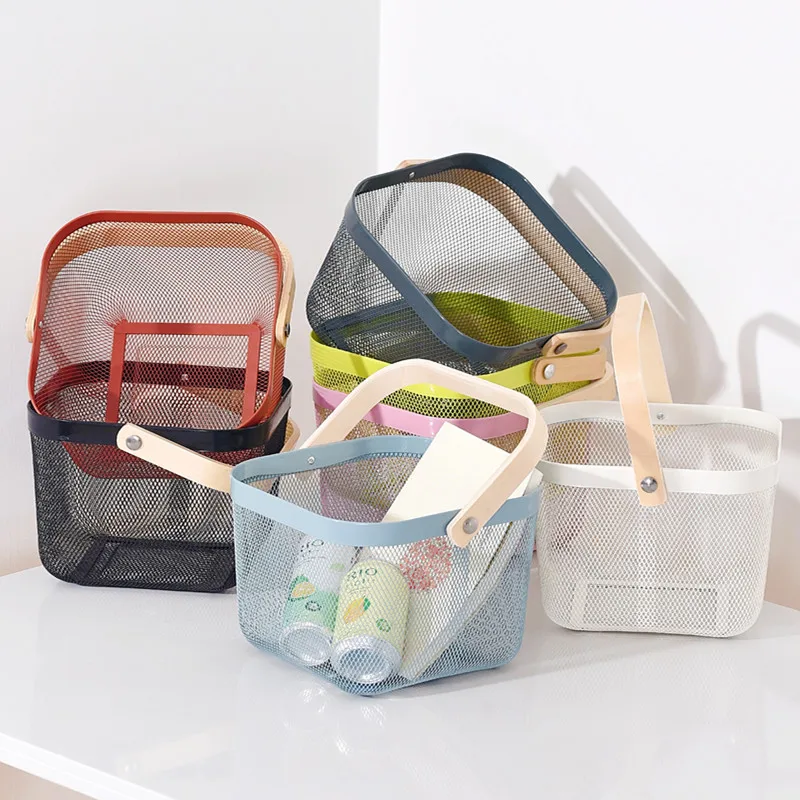 Kitchen Household Storage Basket Resato Basket Wrought Iron Portable Storage Basket Wooden Handle Fruit and Vegetable Shopping 
Kitchen Household Storage Basket Resato Basket Wrought Iron Portable Storage Basket Wooden Handle Fruit and Vegetable Shopping