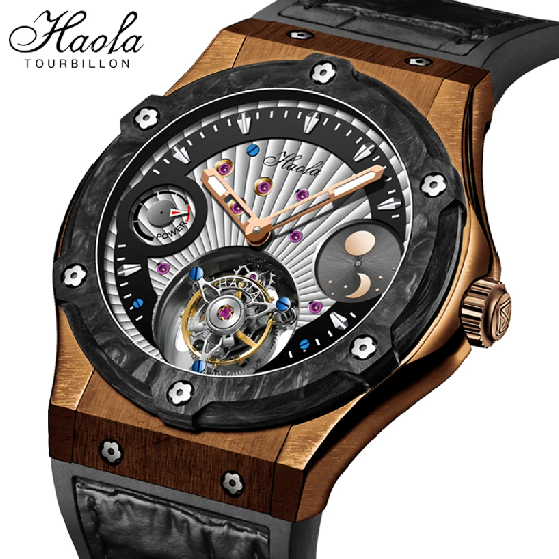 Men's Haofa Luxury Tourbillon Mechanical Mens Watch Bronze Case Manual Tourbillon Sapphire Business Wristwatches Day And Night
Men's Haofa Luxury Tourbillon Mechanical Mens Watch Bronze Case Manual Tourbillon Sapphire Business Wristwatches Day And Night