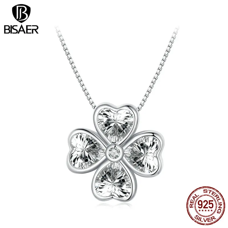 BISAER 925 Sterling Silver Four Leaf Clover Necklace Pendant Adjustable Chain Plated Platinum for Lucky Woman Party Fine Jewelry
BISAER 925 Sterling Silver Four Leaf Clover Necklace Pendant Adjustable Chain Plated Platinum for Lucky Woman Party Fine Jewelry