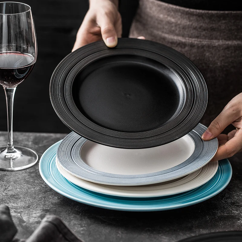 European Ceramic Black Dinner Plate 8/10 Inch Pasta Steak Plate Cooking Dishes Hotel Kitchen Tableware Dessert Tray Porcelain
European Ceramic Black Dinner Plate 8/10 Inch Pasta Steak Plate Cooking Dishes Hotel Kitchen Tableware Dessert Tray Porcelain
