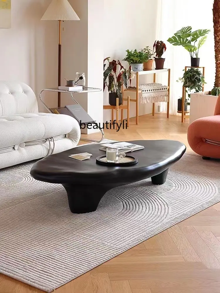 

zqNordic Cream Wind Cloud Tea Table Oval Silent Style Modern Minimalist Living Room Home Tea Table