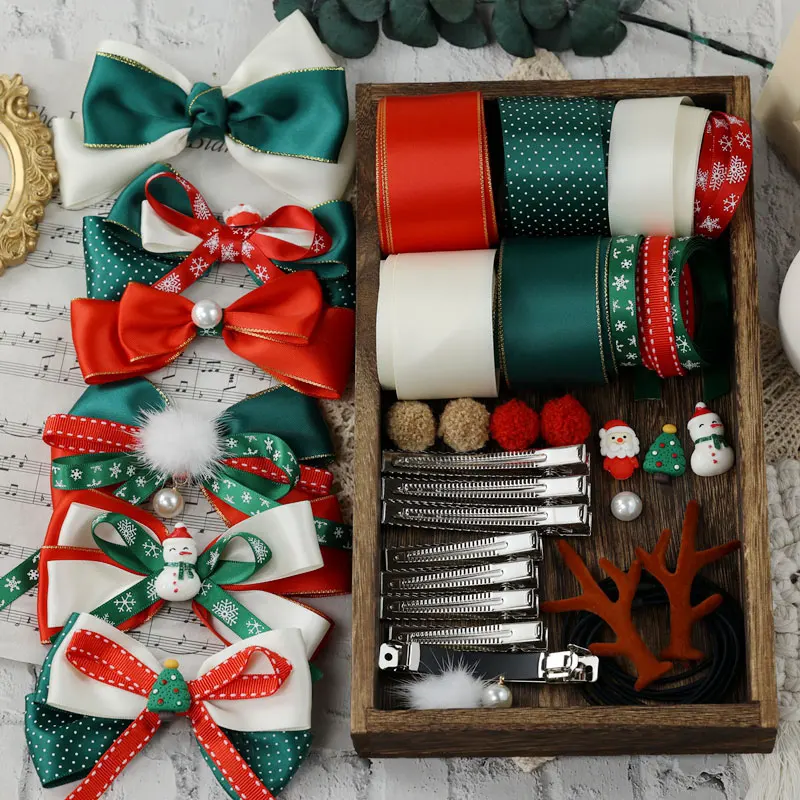 DIY Kit Handmade Christmas Hairpin material Self Made Bow Ribbon Headdress Hair Clip Set Accessories
DIY Kit Handmade Christmas Hairpin material Self Made Bow Ribbon Headdress Hair Clip Set Accessories