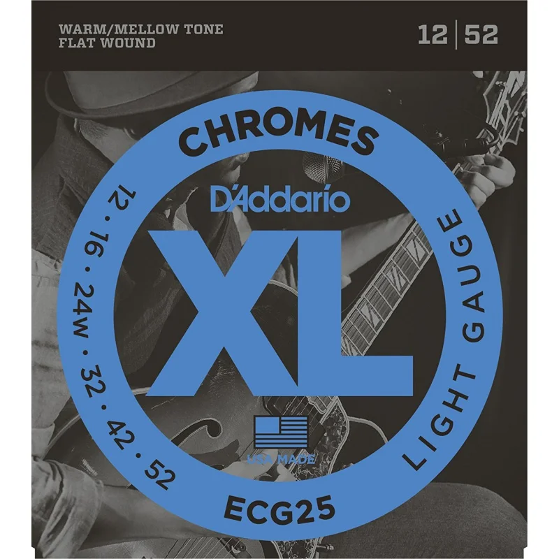 D'Addario ECG25 XL Chromes Jazz Light Electric Guitar Strings FlatWound Electric Guitar Strings, Light, 12-52
D'Addario ECG25 XL Chromes Jazz Light Electric Guitar Strings FlatWound Electric Guitar Strings, Light, 12-52