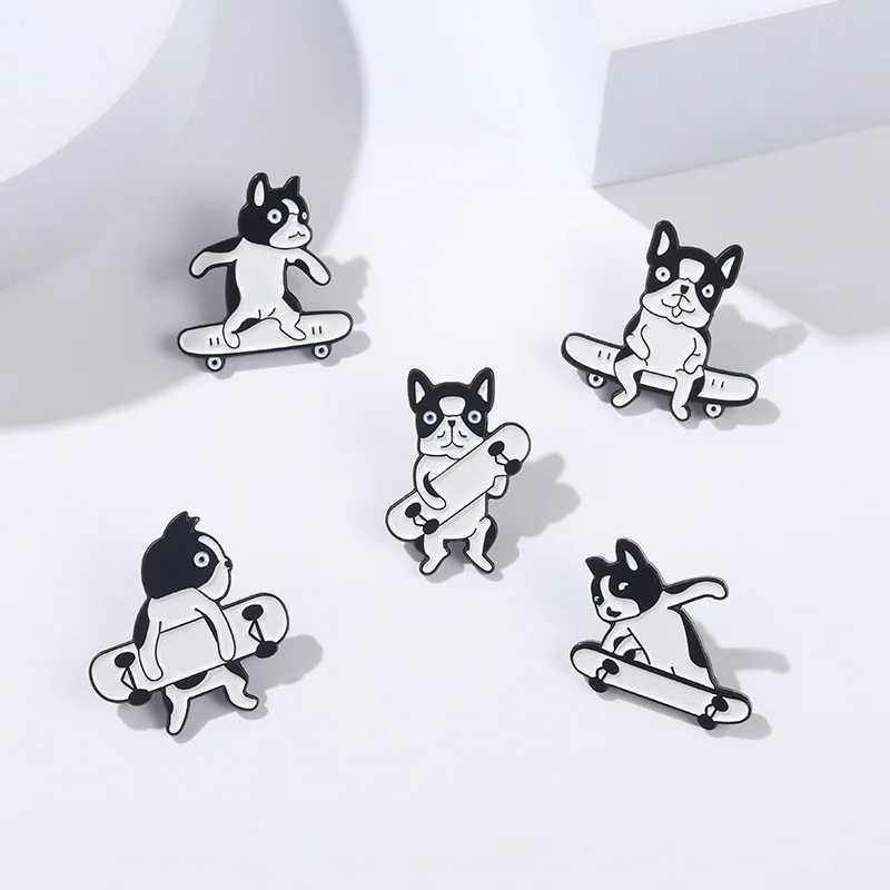 Cartoons Dog On Skateboard Lapel Pins Black White Enamel Badges Brooches For Women Cute Anime Hijab Pins Brooch For Pinup Dress
Cartoons Dog On Skateboard Lapel Pins Black White Enamel Badges Brooches For Women Cute Anime Hijab Pins Brooch For Pinup Dress