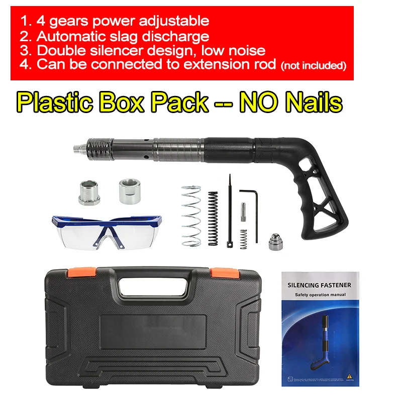 4 Gears Power Adjust Double Silencer Nail Gun Manual Steel Rivet Gun for Ceiling Wall Anchor Wire Slotting Home Wall Fastener
4 Gears Power Adjust Double Silencer Nail Gun Manual Steel Rivet Gun for Ceiling Wall Anchor Wire Slotting Home Wall Fastener