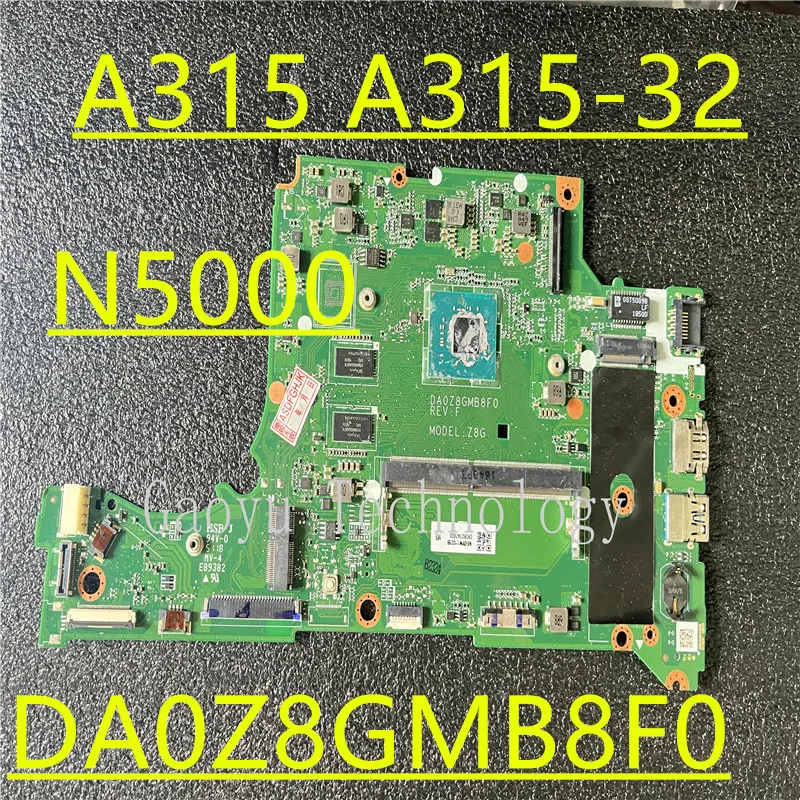 Материнская плата DDR4 SR3RZ N5000 CPU DA0Z8GMB8F0 100% для ноутбука ACER Aspire A315
Материнская плата DDR4 SR3RZ N5000 CPU DA0Z8GMB8F0 100% для ноутбука ACER Aspire A315