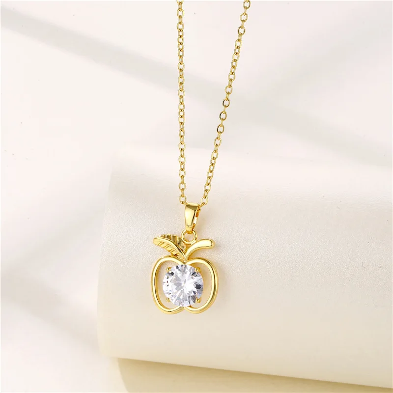 New Design Sense Apple Necklace For Women Korean Fashion Zircon Crystal Stainless Steel Jewelry Goth Party Accessories Wholesale
New Design Sense Apple Necklace For Women Korean Fashion Zircon Crystal Stainless Steel Jewelry Goth Party Accessories Wholesale