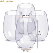 480ML/360ML Unbreakable Wine Glasses Shatterproof Plastic Glass Safe Reusable Transparent Fruit Juice Beer Cup Party Supplies