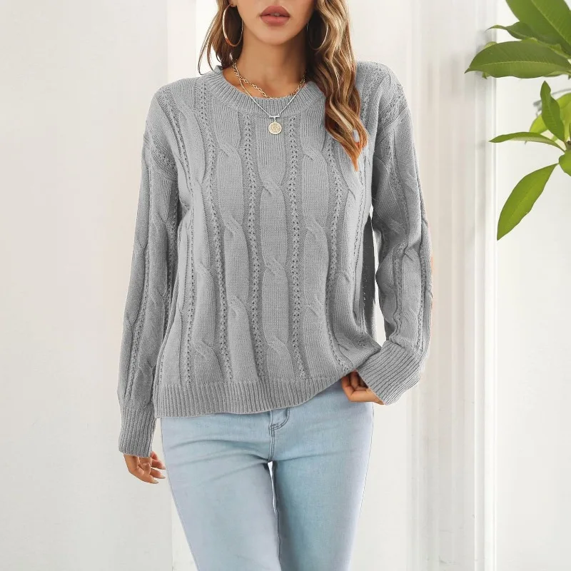 Autumn and Winter Women's Pullover Round Neck Solid Screw Thread Hollow Out Long Sleeve Sweater Knitted Underlay Casual Tops
Autumn and Winter Women's Pullover Round Neck Solid Screw Thread Hollow Out Long Sleeve Sweater Knitted Underlay Casual Tops
