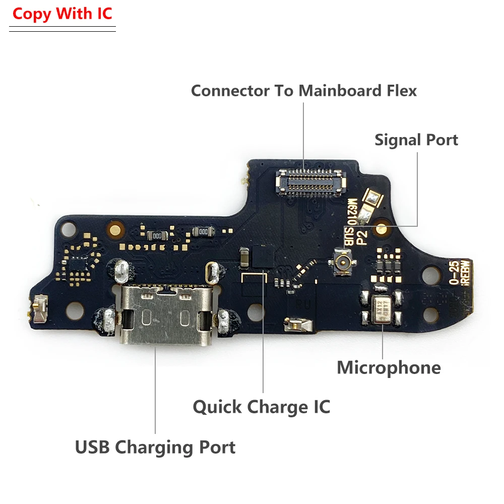 Плата разъема зарядного порта E6 Plus с полным гибким кабелем ИС для Moto E7 One Macro Fusion