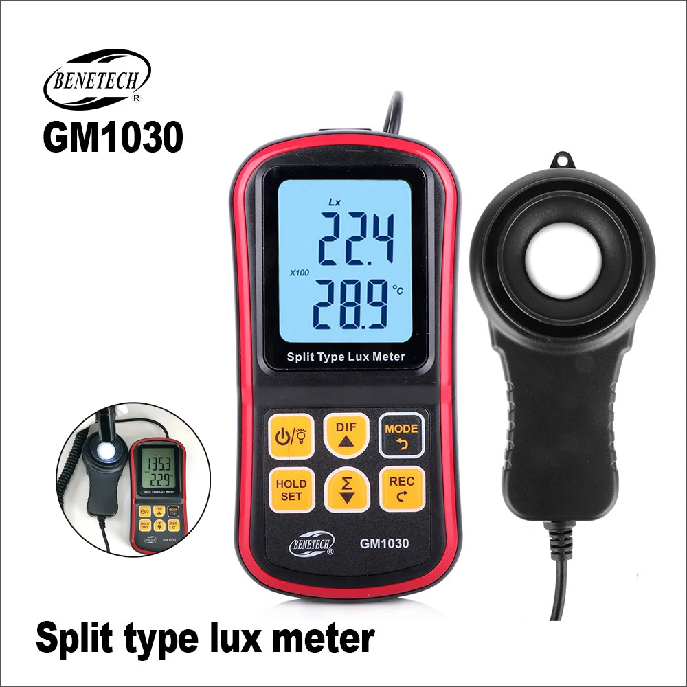 

BENETECH GM1030 Digital Light Meter Luxmeter Spectrometer Photometer 0~200000 Lux Illuminometer Luminometer Lux FC Tester Tools