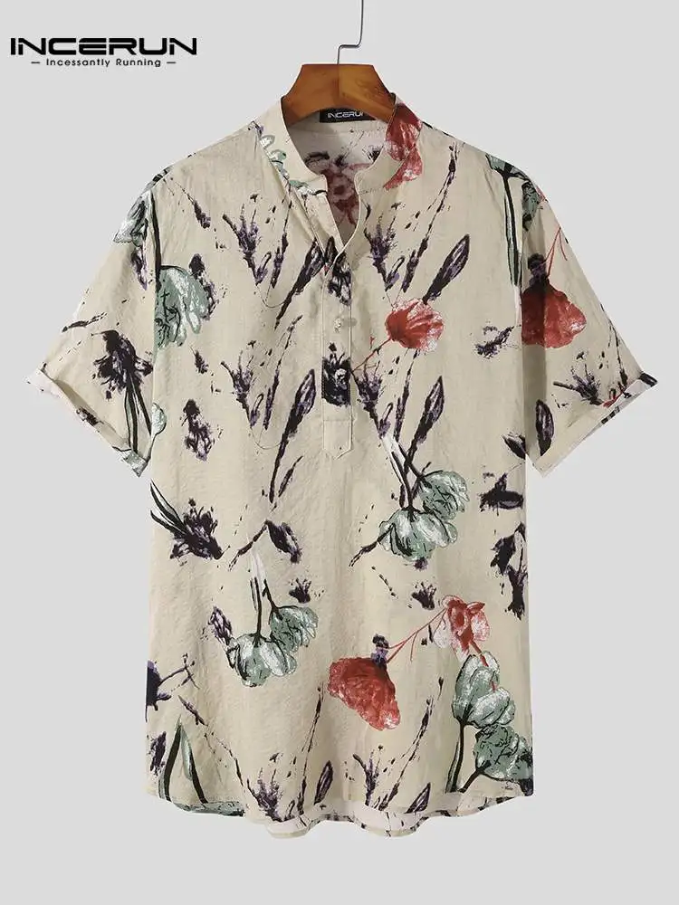 Men Printed Shirt Cotton Stand Collar Short Sleeve Summer Hawaiian Shirts 2022 Streetwear Vintage Casual Camisas INCERUN S-3XL
Men Printed Shirt Cotton Stand Collar Short Sleeve Summer Hawaiian Shirts 2022 Streetwear Vintage Casual Camisas INCERUN S-3XL