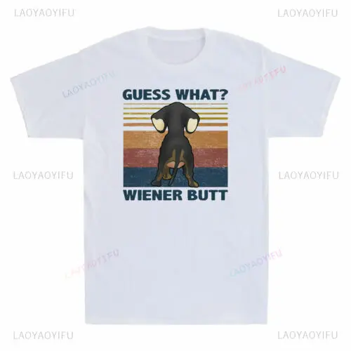 Такса Собака Назад Gues What Wiener Butt Винтажные забавные мужские футболки с рисунком