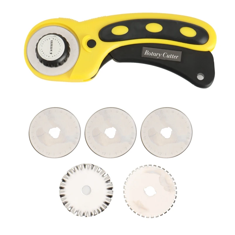 Hot Rotary Cutter DIY Arts Crafts Cutting Cloth Tool Patchwork Roller Wheel Round Knife Sewing Accessories With 5 Blades
Hot Rotary Cutter DIY Arts Crafts Cutting Cloth Tool Patchwork Roller Wheel Round Knife Sewing Accessories With 5 Blades