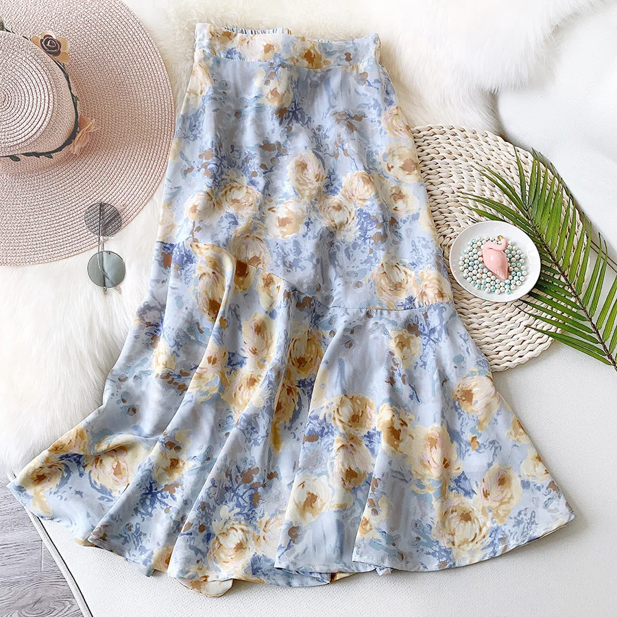 2021 New Women Summer Chiffon Trumpet Skirt Stretch High Waist Floral Long Skirt Femme Elegant Faldas Jupe Saia Women Boho Skirt
2021 New Women Summer Chiffon Trumpet Skirt Stretch High Waist Floral Long Skirt Femme Elegant Faldas Jupe Saia Women Boho Skirt