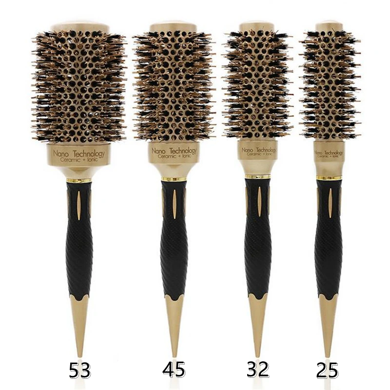 Round Hair Comb Hairdressing Curling Hair Brushes Comb Ceramic Iron Barrel Comb with Boar Bristles Comb Salon Styling Tools
Round Hair Comb Hairdressing Curling Hair Brushes Comb Ceramic Iron Barrel Comb with Boar Bristles Comb Salon Styling Tools