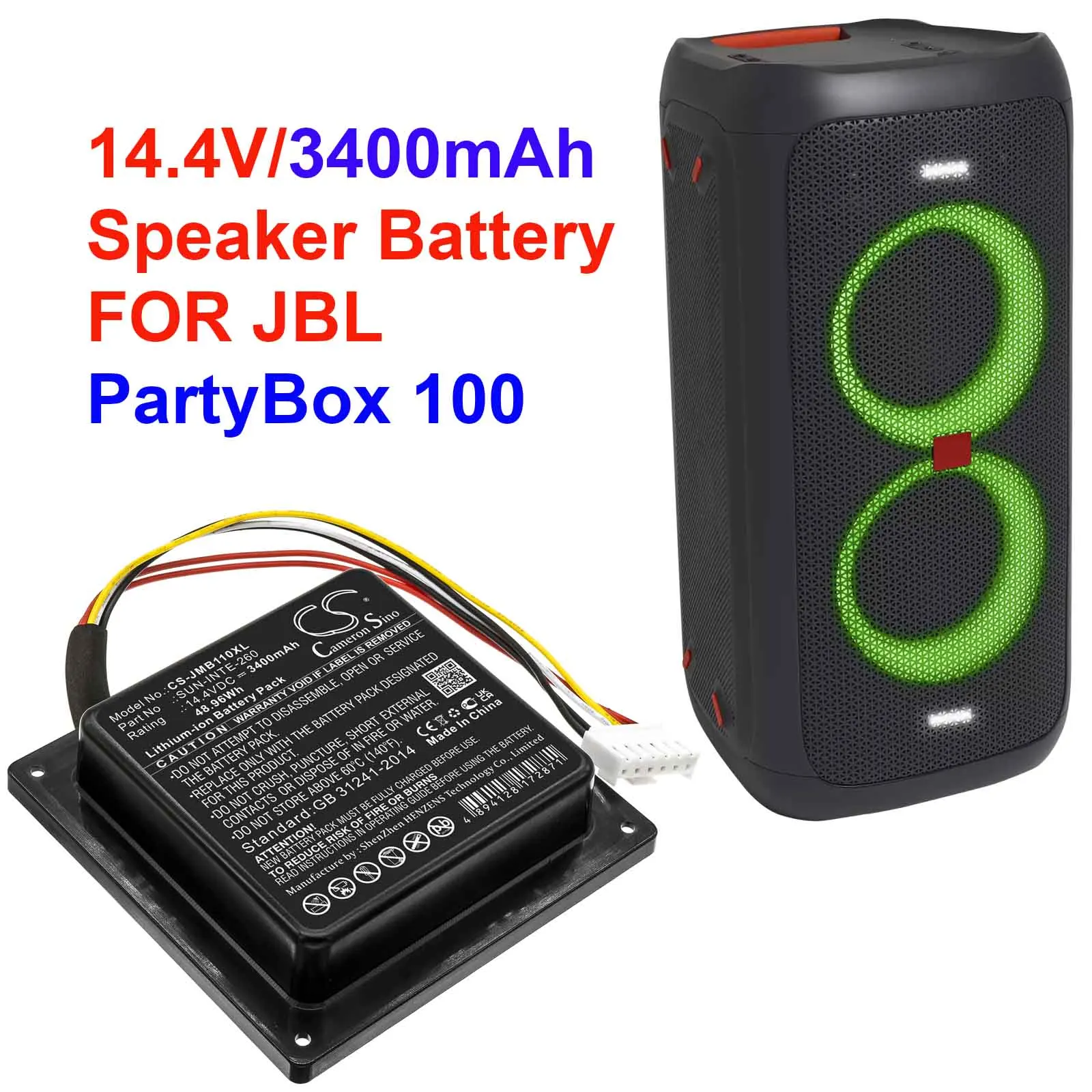 

Cameron Sino 3400mAh Battery For JBL PartyBox 100 SUN-INTE-260
