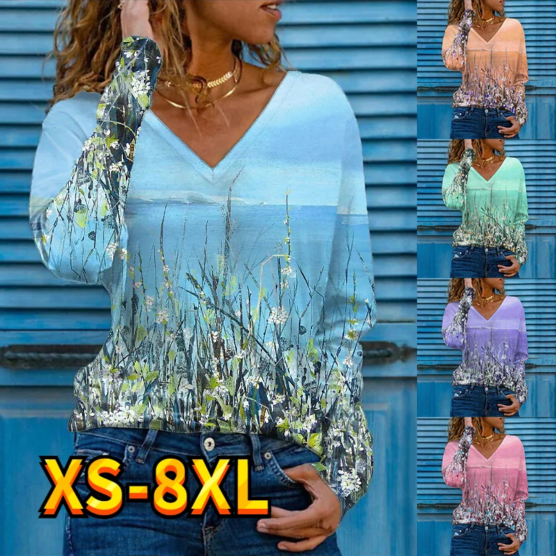 Women's T Shirt Tee Tops Landscape Painting Flower Print Sports Streetwear Weekend Casual V Neck Long Sleeve Essential XS-8XL
Women's T Shirt Tee Tops Landscape Painting Flower Print Sports Streetwear Weekend Casual V Neck Long Sleeve Essential XS-8XL