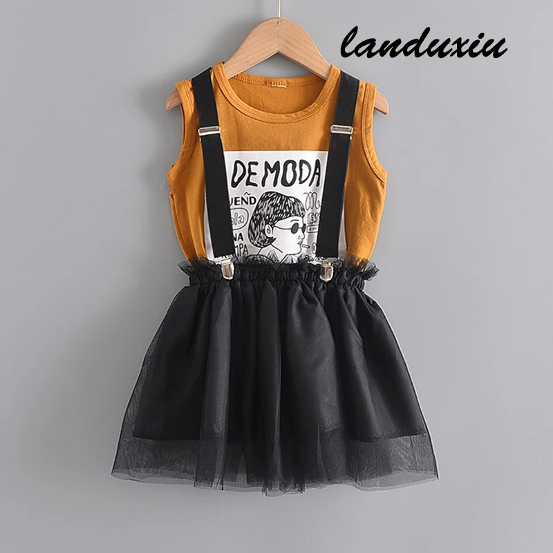 Girls Clothing Set Korean Printed Vest Top + All-match Mesh Strap Skirt Two Piece Boutique Outfits Kids landuxiu
Girls Clothing Set Korean Printed Vest Top + All-match Mesh Strap Skirt Two Piece Boutique Outfits Kids landuxiu