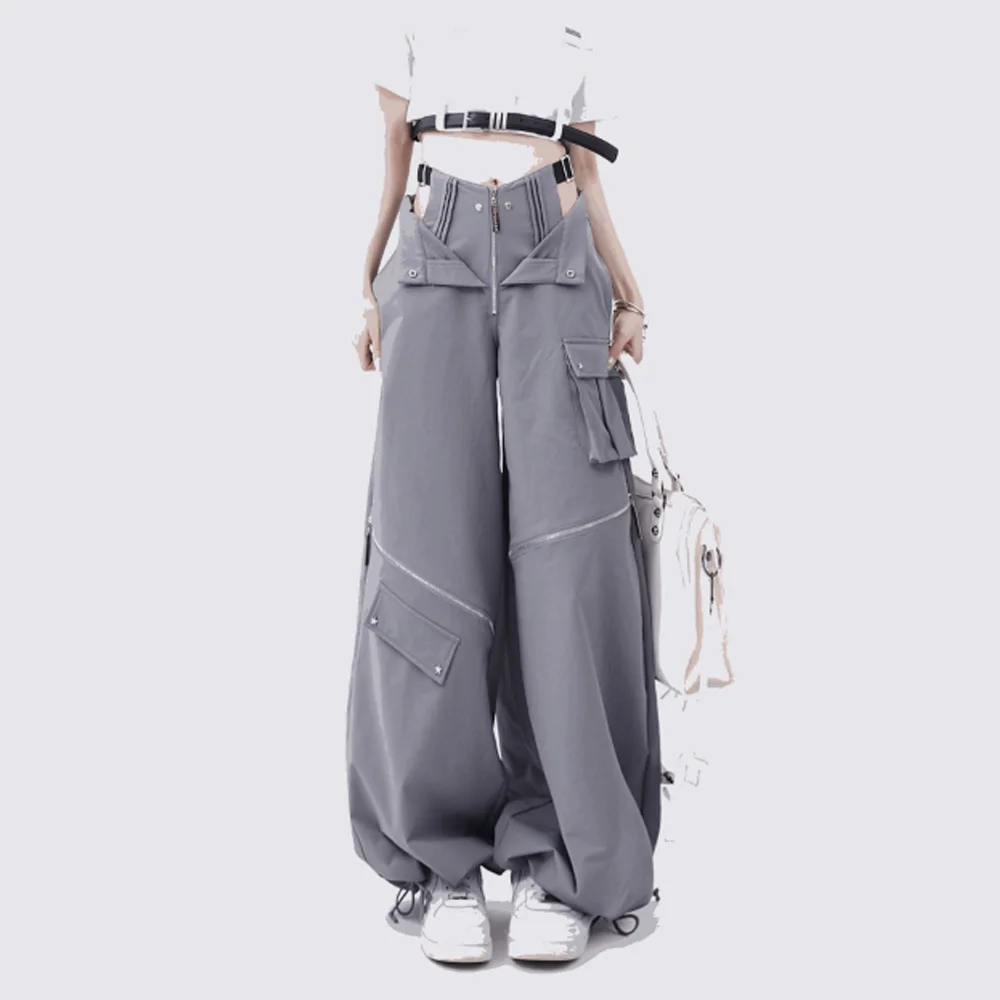 Брюки-карго женские серые, уличная одежда, повседневные Оригинальные ретро брюки оверсайз с несколькими карманами на молнии, с Кулиской
Брюки-карго женские серые, уличная одежда, повседневные Оригинальные ретро брюки оверсайз с несколькими карманами на молнии, с Кулиской