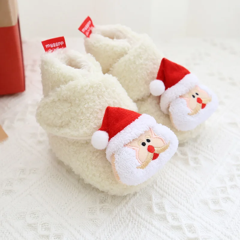 

New Born Walkers Crib Shoe Baby Cotton Shoes Baby Boys Girls Shoes Christmas Warm Soft-soled Baby Toddler Shoes 0-18M