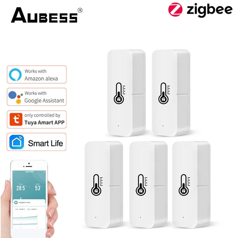 AUBESS Tuya ZigBee Smart Temperature And Humidity Sensor Battery Powered ZigBee Smart Home Security Work With Alexa Google Home
AUBESS Tuya ZigBee Smart Temperature And Humidity Sensor Battery Powered ZigBee Smart Home Security Work With Alexa Google Home