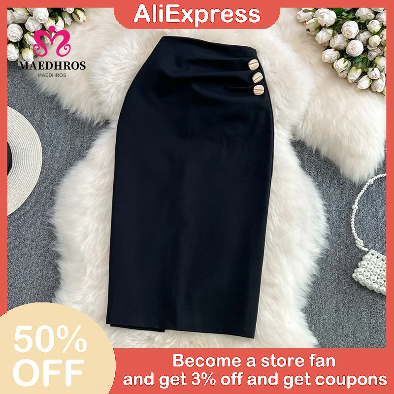 Spring Ladies Skirt Pleated Button Design Solid Color Skirt High Waist Sexy Plus Size Female Skirt Pencil Black Skirt Elegant
Spring Ladies Skirt Pleated Button Design Solid Color Skirt High Waist Sexy Plus Size Female Skirt Pencil Black Skirt Elegant