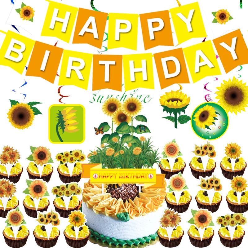46Pcs Sunflower Theme Birthday Party Disposable Tableware Sunflower Cupcake Toppers Party Banners Cake Flags
46Pcs Sunflower Theme Birthday Party Disposable Tableware Sunflower Cupcake Toppers Party Banners Cake Flags