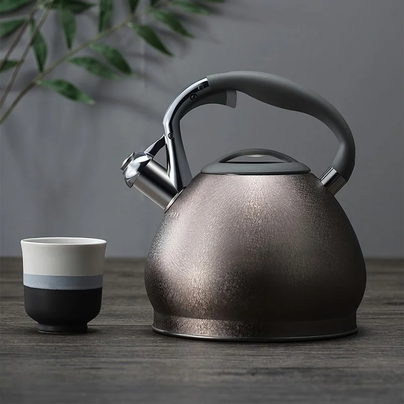 304Stainless Steel Boil Water Kettle Bakelite Handle half ball Bronze 3L Whistle Pot Induction Cooker Household Kitchen Supplies
304Stainless Steel Boil Water Kettle Bakelite Handle half ball Bronze 3L Whistle Pot Induction Cooker Household Kitchen Supplies