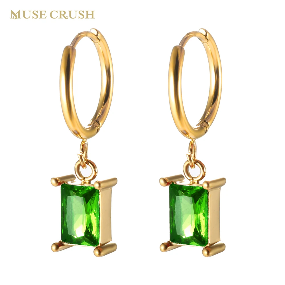 Muse Crush Stainless Steel Square Cubic Zirconia Hoop Earrings Colorful CZ Crystal Drop Earrings For Women Trendy Jewelry 
Muse Crush Stainless Steel Square Cubic Zirconia Hoop Earrings Colorful CZ Crystal Drop Earrings For Women Trendy Jewelry