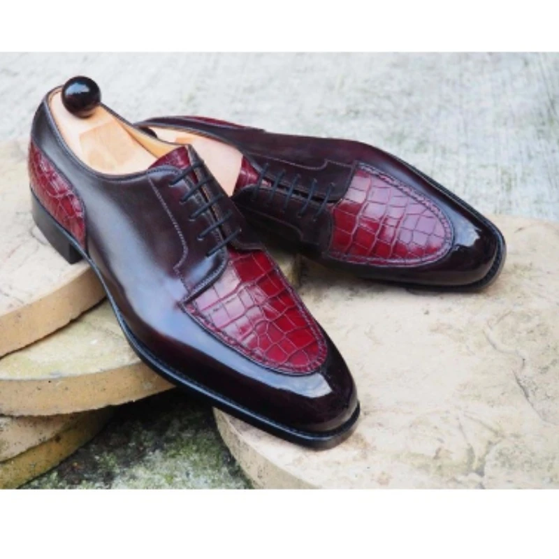 Derby Men Shoes Pu Leather Lace Round Head Splicing Stone Pattern Business Formal Casual Shoes KD399
Derby Men Shoes Pu Leather Lace Round Head Splicing Stone Pattern Business Formal Casual Shoes KD399