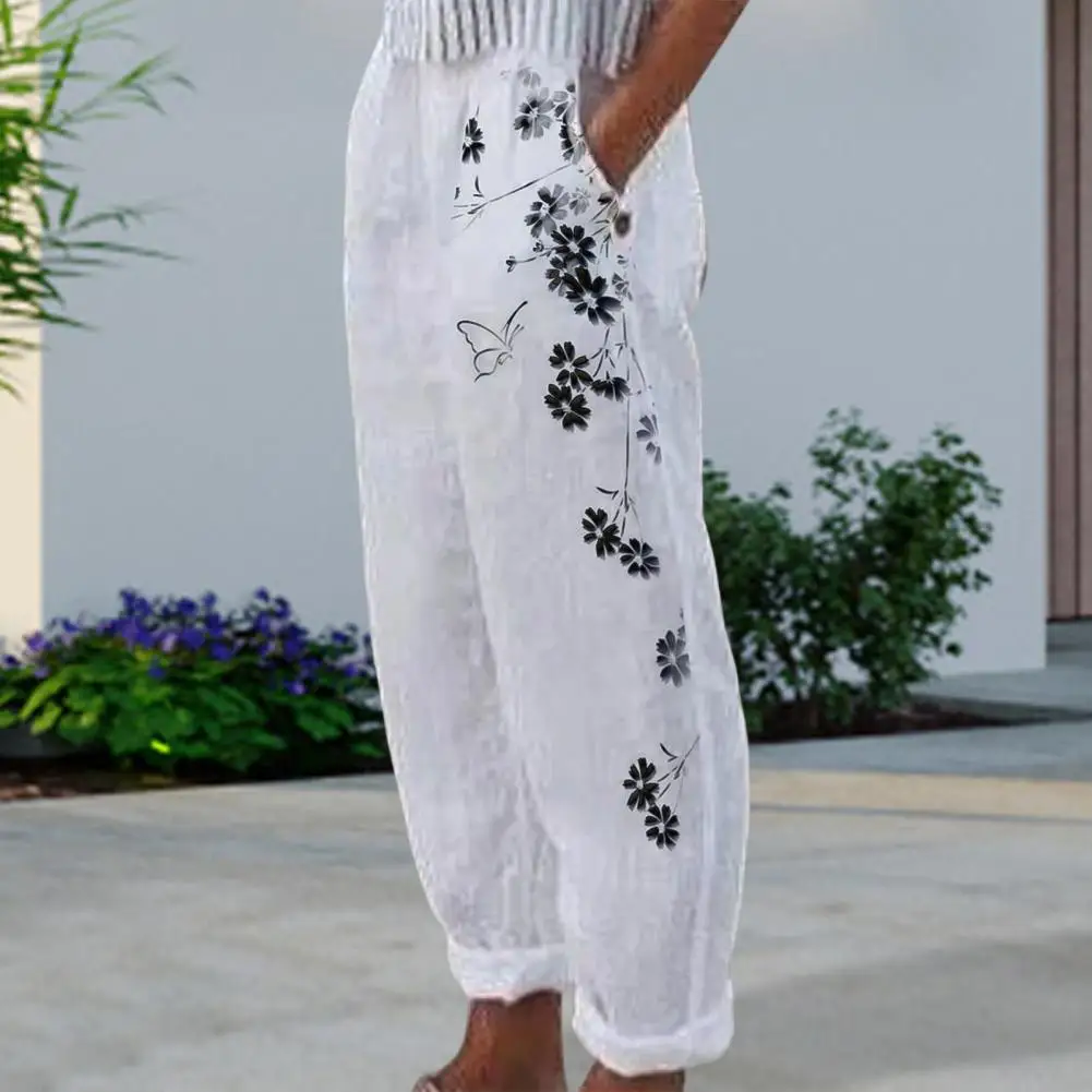 Women Pencil Pants Elastic Waist Floral Print Pockets Full Length Loose Women Trousers Daily Clothes Spring Autumn Streetwear
Women Pencil Pants Elastic Waist Floral Print Pockets Full Length Loose Women Trousers Daily Clothes Spring Autumn Streetwear