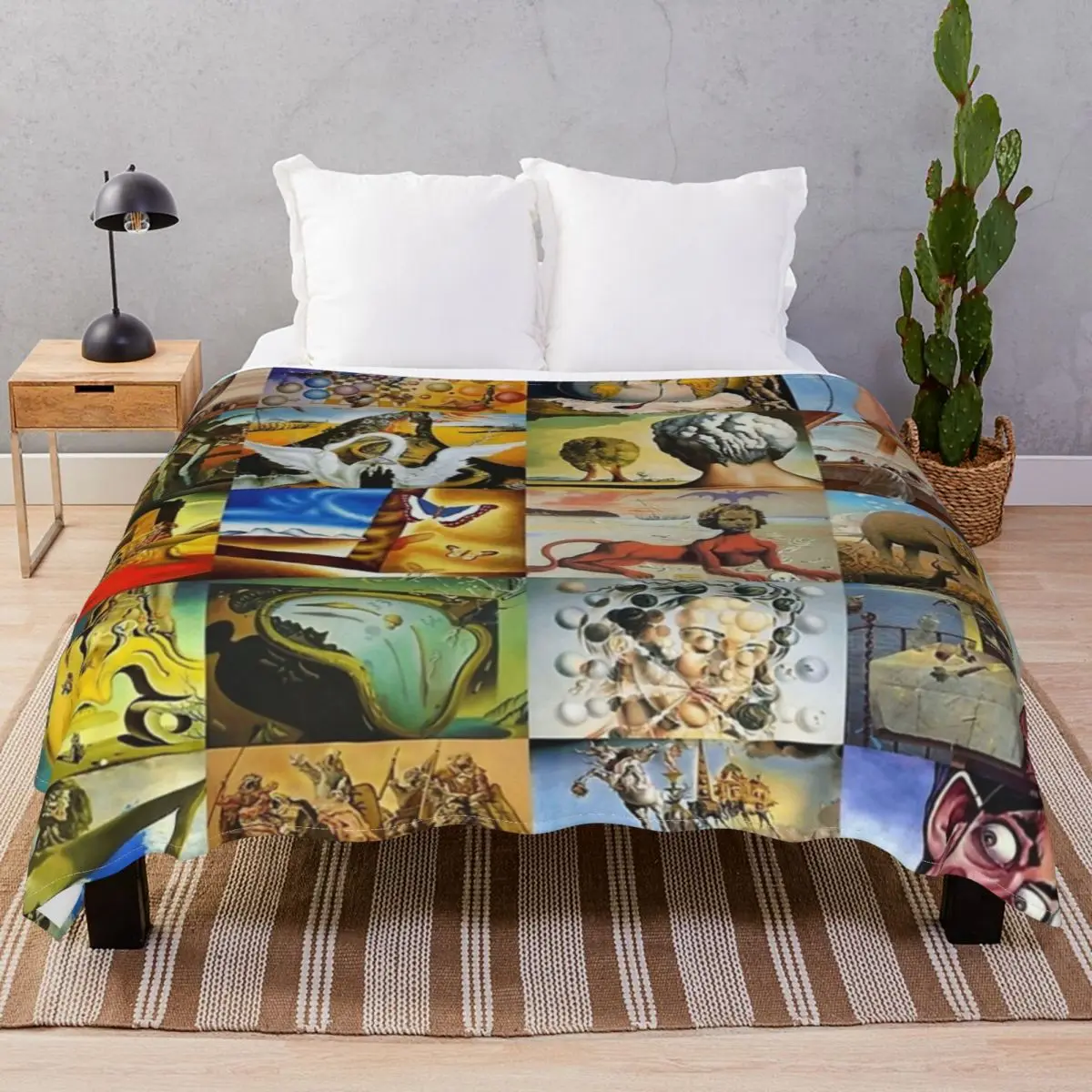 

Salvador Dali All Paintings Collage Blanket Flannel Spring/Autumn Fluffy Throw Blankets for Bed Sofa Travel Office