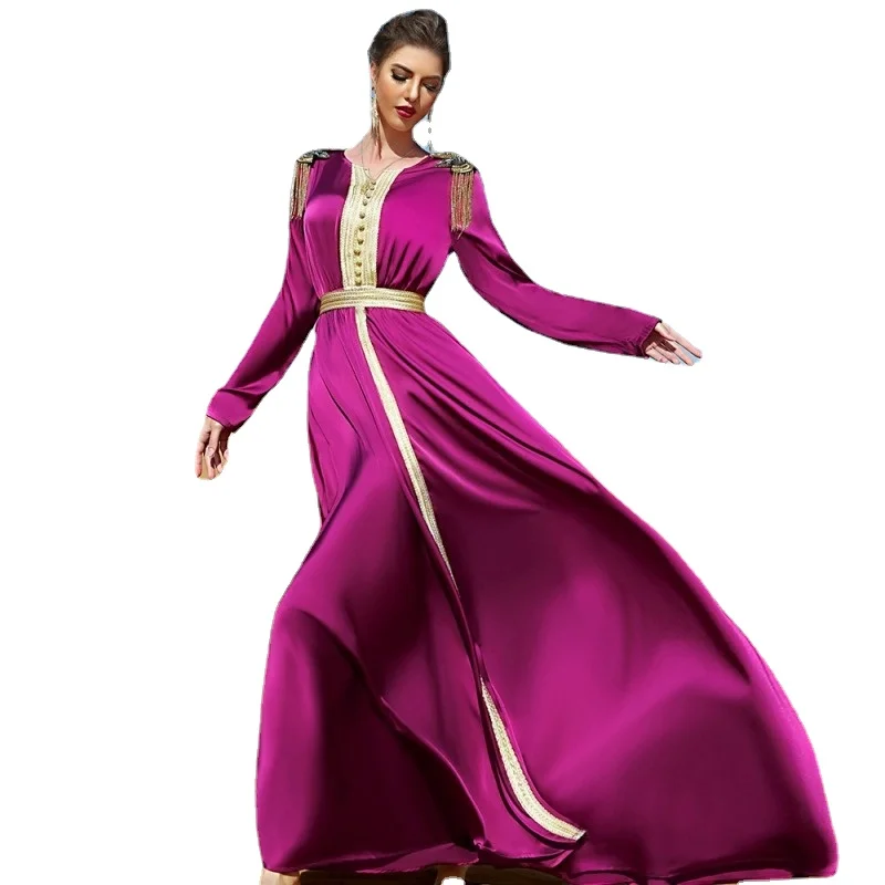 Spring New Africa Clothing Muslim Rose Red Elegant Fashion Epaulette Long Dress Big Swing Dress Party Maxi Robe Female Vestidos
Spring New Africa Clothing Muslim Rose Red Elegant Fashion Epaulette Long Dress Big Swing Dress Party Maxi Robe Female Vestidos