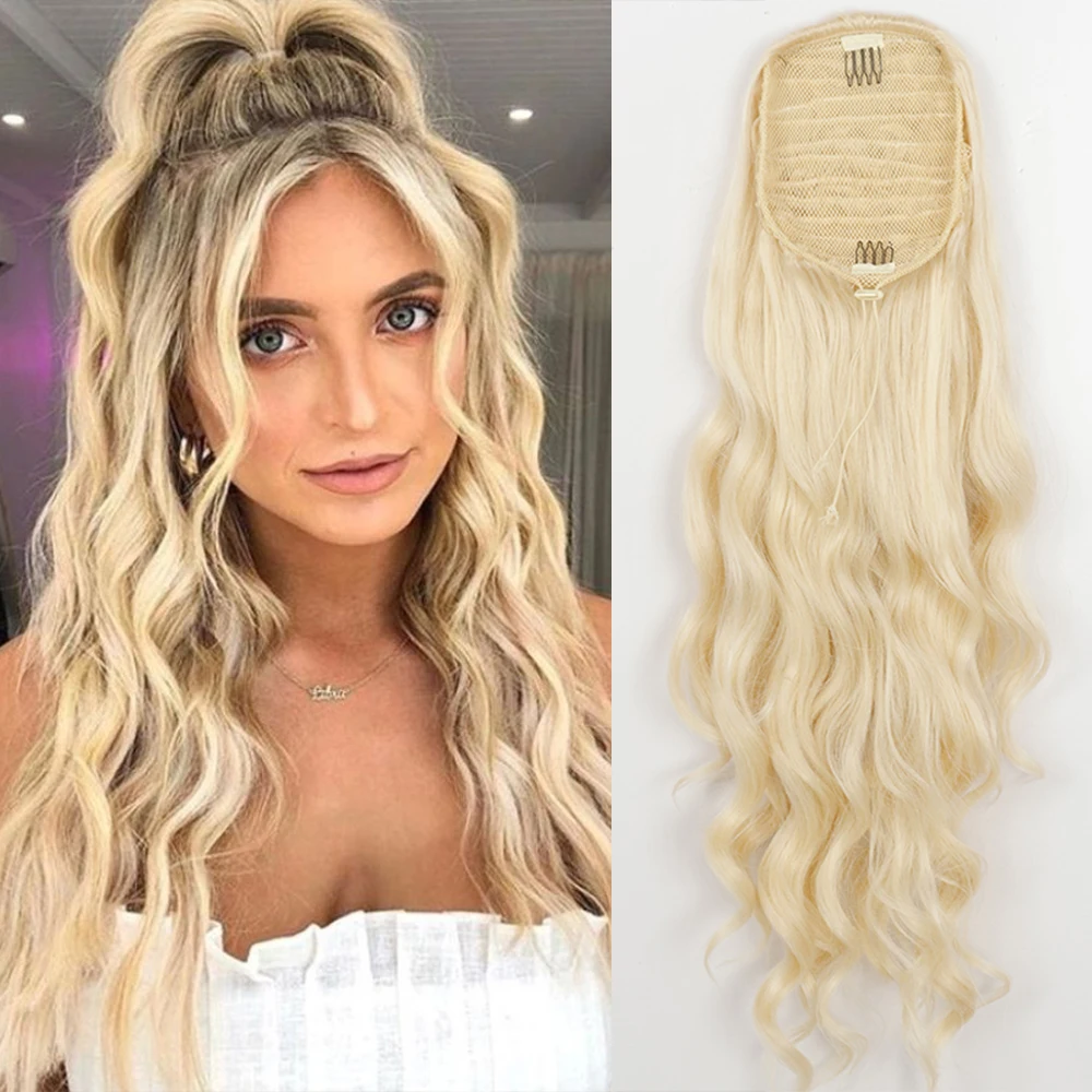 LISI GIRL Synthetic Long Wavy Ponytail Drawstring Pony Tail Clip in Hair Extensions Blonde Natural Wave Hairpiece For Women
LISI GIRL Synthetic Long Wavy Ponytail Drawstring Pony Tail Clip in Hair Extensions Blonde Natural Wave Hairpiece For Women