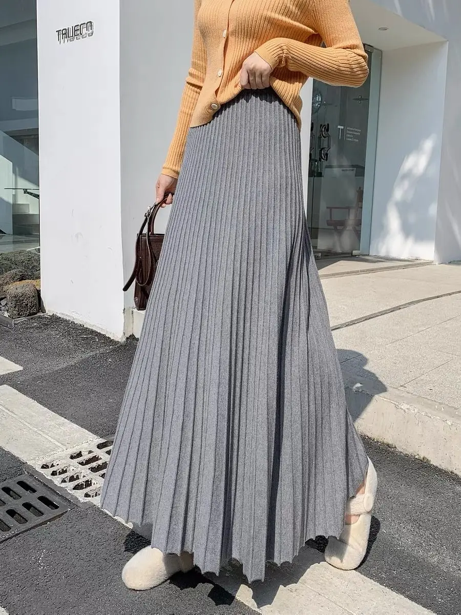 Sexy 2023 New Fashionable Women Knitted Skirts Autumn Spring High Elastic Waist Midi Pleated A-Line Ankle-length Skirt T360
Sexy 2023 New Fashionable Women Knitted Skirts Autumn Spring High Elastic Waist Midi Pleated A-Line Ankle-length Skirt T360