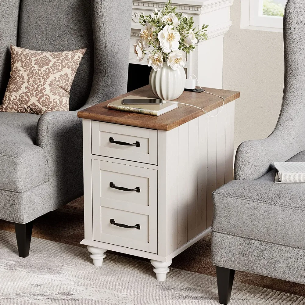 End Table with Charging Station&USB Port, Side Table with Storage Drawers for Living Room, Bedroom, White
End Table with Charging Station&USB Port, Side Table with Storage Drawers for Living Room, Bedroom, White