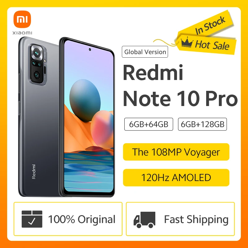 Global Version Xiaomi Redmi Note 10 Pro 64GB/128GB Smartphone Snapdragon 732G 120Hz AMOLED Display 108MP Camera 5020mAh 33W NFC
Global Version Xiaomi Redmi Note 10 Pro 64GB/128GB Smartphone Snapdragon 732G 120Hz AMOLED Display 108MP Camera 5020mAh 33W NFC