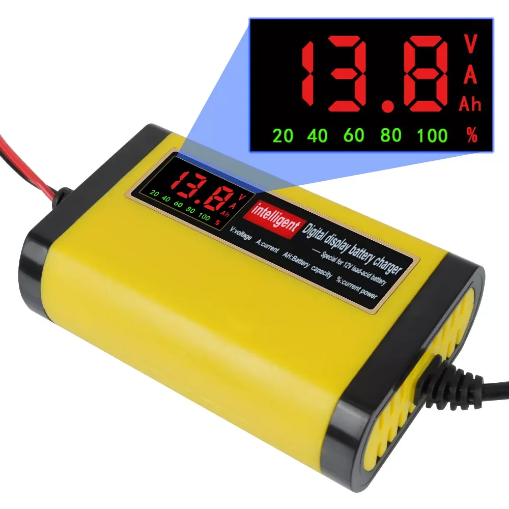 12V Car Motocycle Battery Charger Full Automatic 3 Stages Lead Acid AGM GEL Battery-chargers Intelligent LCD Display Charging
12V Car Motocycle Battery Charger Full Automatic 3 Stages Lead Acid AGM GEL Battery-chargers Intelligent LCD Display Charging