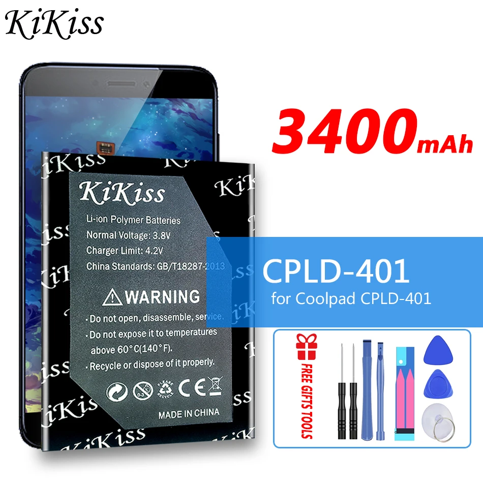 

KiKiss High Capacity Battery CPLD401 CPLD 401 3400mAh For Coolpad CPLD-401 Batteries