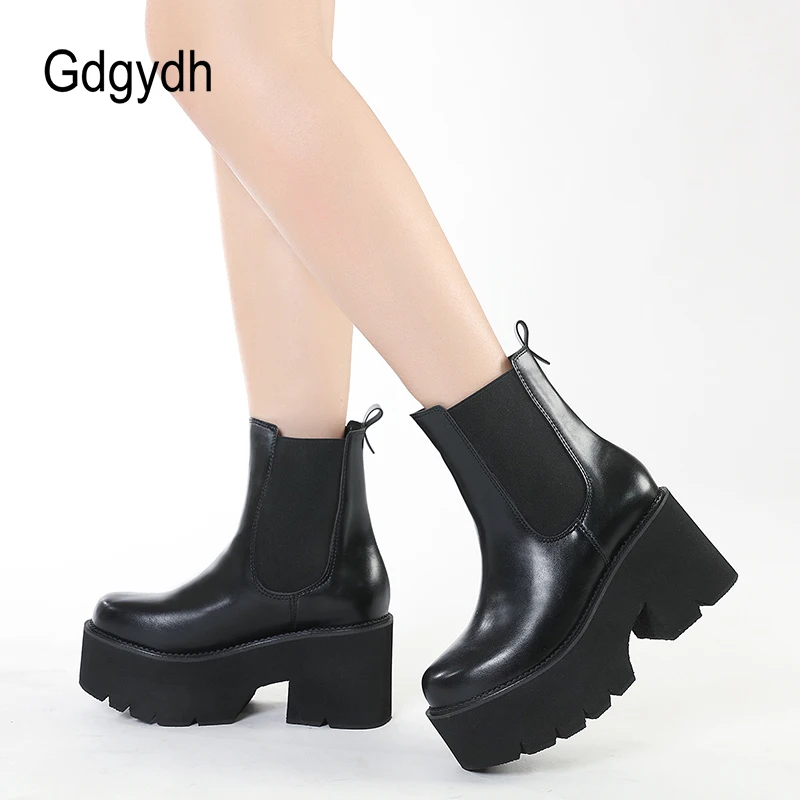 Gdgydh Platform Chelsea Boots for Women Chunky Heels Spring Autumn Slip on Thick Soled Comfy Female Shoes Black Leather Soft
Gdgydh Platform Chelsea Boots for Women Chunky Heels Spring Autumn Slip on Thick Soled Comfy Female Shoes Black Leather Soft
