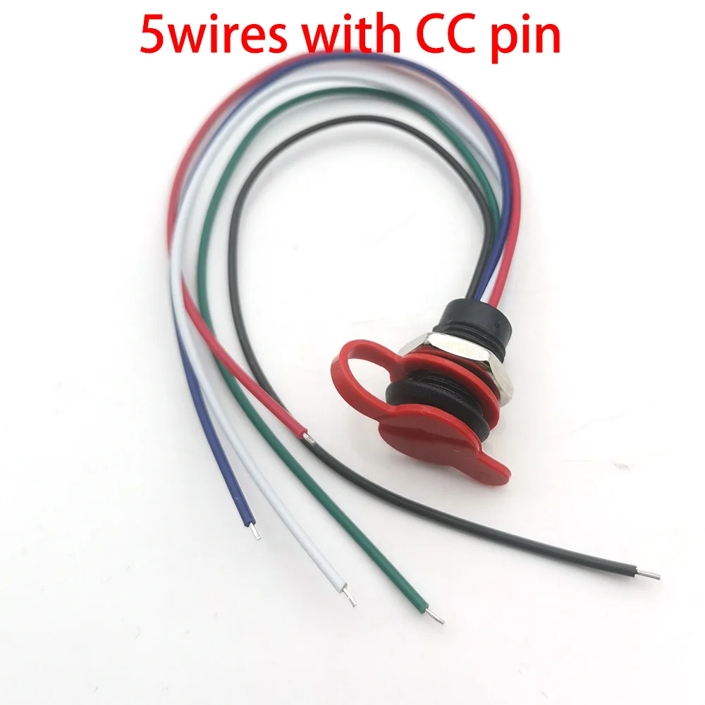 2pcs 5pin USB-C Connector Female jack With CC Data Nut Snap Plate 4pin with wire 3A Waterproof USB Type C to ph2.0 Fast Charging
2pcs 5pin USB-C Connector Female jack With CC Data Nut Snap Plate 4pin with wire 3A Waterproof USB Type C to ph2.0 Fast Charging