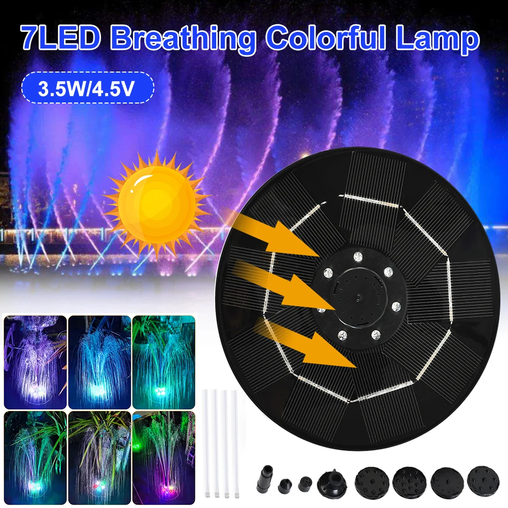 Colorful LED Lights 7V/3W Solar Water Fountain Pump Floating Garden Fountain Pump Swimming Pools Pond Lawn Decor
Colorful LED Lights 7V/3W Solar Water Fountain Pump Floating Garden Fountain Pump Swimming Pools Pond Lawn Decor