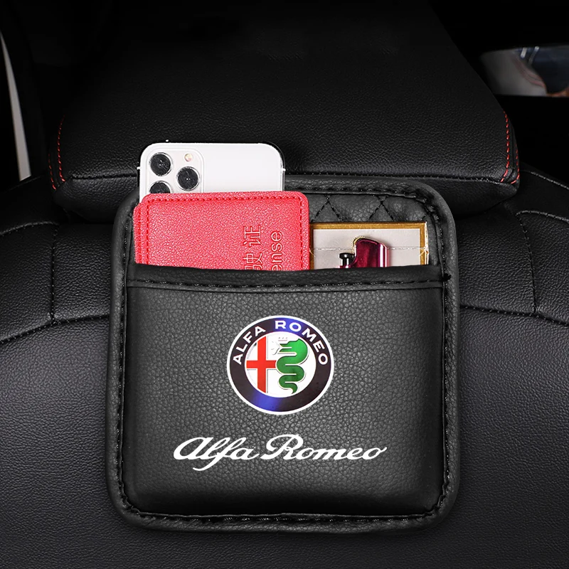 

Car Storage Pocket Leather Seat Back Bag Accessories Interior For Alfa Romeo 159 147 145 156 155 164 Giulietta Mito Giulia Brera