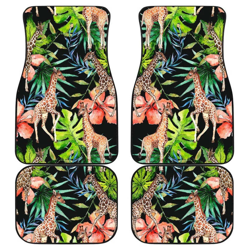 Black Tropical Giraffe Pattern Print Front and Back Car Floor Mats Heavy Carpet Front and Rear Full Set 4PCs Pack
Black Tropical Giraffe Pattern Print Front and Back Car Floor Mats Heavy Carpet Front and Rear Full Set 4PCs Pack