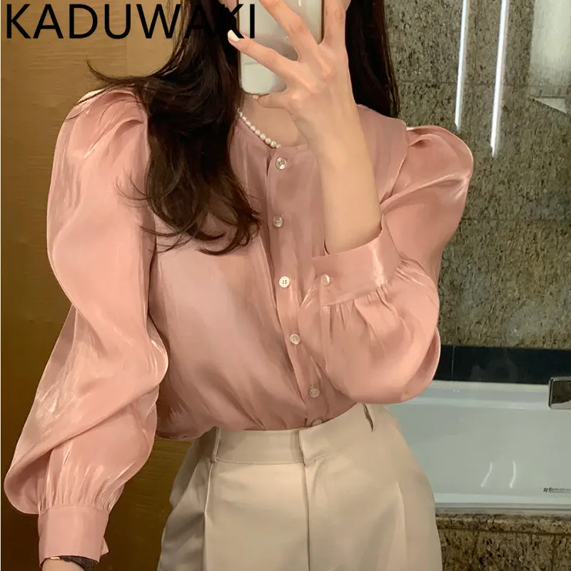 Japanes Temperament Chiffon Tops Full puff Sleeve stand collar Blouse Women Spring Summer Elegant Sweet single breasted Shirts
Japanes Temperament Chiffon Tops Full puff Sleeve stand collar Blouse Women Spring Summer Elegant Sweet single breasted Shirts