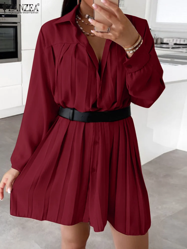 Chic Swing Mini Dresses OL Clothing Elegant Dress For Women Spring Summer Solid Shirt Vestido 2022 ZANZEA Long Sleeve Short Robe
Chic Swing Mini Dresses OL Clothing Elegant Dress For Women Spring Summer Solid Shirt Vestido 2022 ZANZEA Long Sleeve Short Robe