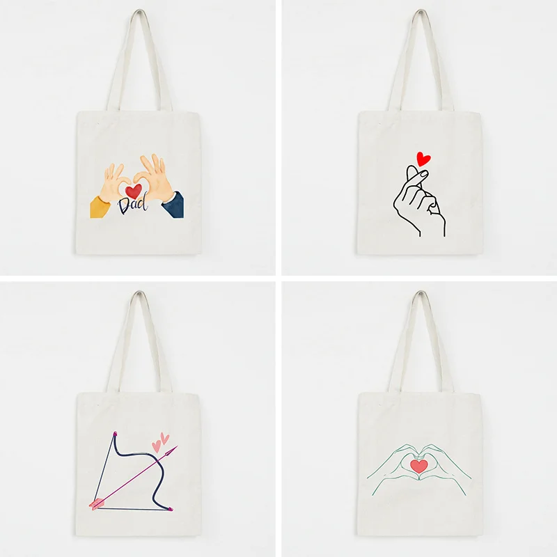 Heart Gesture Handbag Shoulder Bag High Capacity Eco Reusable Shopping Women Travel Canvas Cartoon Printing Storage Casual Tote
Heart Gesture Handbag Shoulder Bag High Capacity Eco Reusable Shopping Women Travel Canvas Cartoon Printing Storage Casual Tote