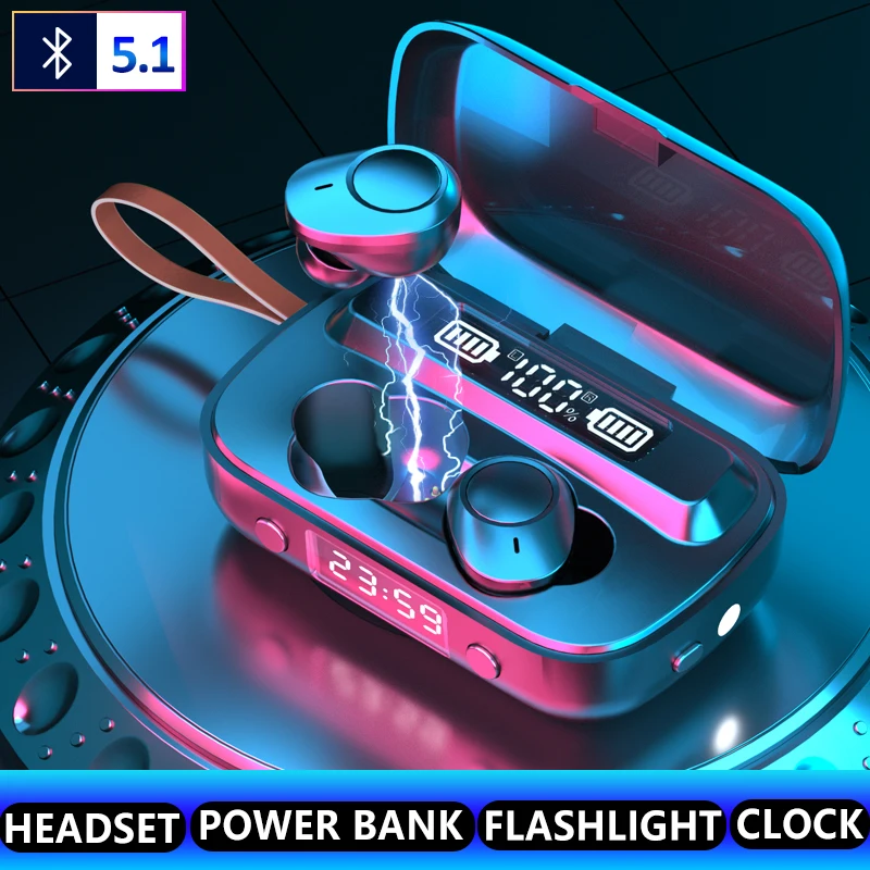TWS Bluetooth Wireless Headphone V5.1 with Portable FED Flashlight Waterproof Earbuds Headset
TWS Bluetooth Wireless Headphone V5.1 with Portable FED Flashlight Waterproof Earbuds Headset
